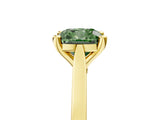 Yellow gold Fancy Green Cushion  Solitaire Diamond Ring with Four-Prong Setting and Tapered Band