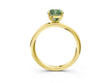 Yellow gold Fancy Green Cushion  Solitaire Diamond Ring with Four-Prong Setting on a Plain Band_23