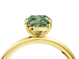 Yellow gold Fancy Green Cushion  Solitaire Diamond Ring with Four-Prong Setting on a Plain Band_24