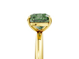 Yellow gold Fancy Green Cushion  Solitaire Diamond Ring with Four-Prong Setting on a Plain Band_25