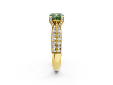 Yellow gold Fancy Green Cushion  Solitaire Diamond Ring with Milgrain Pavé Band and Four-Prong Setting_22