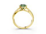 Yellow gold Fancy Green Cushion  Solitaire Diamond Ring with Milgrain Pavé Band and Four-Prong Setting_23