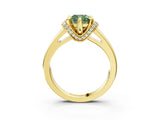 Yellow gold Fancy Green Cushion  Solitaire Diamond Ring with Pave Band and Six-Prong Setting_35