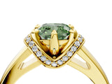 Yellow gold Fancy Green Cushion  Solitaire Diamond Ring with Pave Band and Six-Prong Setting_36