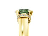 Yellow gold Fancy Green Cushion  Solitaire Diamond Ring with Pave Band and Six-Prong Setting_37