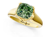 Yellow gold Fancy Green Cushion  Solitaire Diamond Ring with Six-Prong Cathedral Setting_34