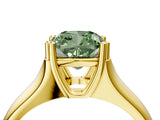 Yellow gold Fancy Green Cushion  Solitaire Diamond Ring with Six-Prong Cathedral Setting_37