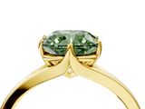 Yellow gold Fancy Green Cushion  Solitaire Diamond Ring with Six-Prong Setting and Tapered Band_21