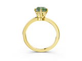 Yellow gold Fancy Green Cushion  Solitaire Diamond Ring with Six-Prong Setting on a Classic Band_6