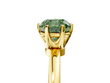 Yellow gold Fancy Green Cushion  Solitaire Diamond Ring with Six-Prong Setting on a Classic Band_8