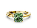 Yellow gold Fancy Green Cushion  Solitaire Diamond Ring with Split Shank and Four-Prong Setting_12