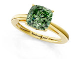 Yellow gold Fancy Green Cushion  Solitaire Diamond Ring with Split Shank and Four-Prong Setting_13