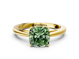 Yellow gold Fancy Green Cushion  Solitaire Diamond Ring with Split Shank and Four-Prong Setting_20