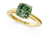 Yellow gold Fancy Green Cushion  Solitaire Diamond Ring with Split Shank and Four-Prong Setting_21