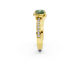 Yellow gold Fancy Green Cushion  Solitaire Diamond Ring with Split Shank and Prong Setting_43