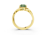 Yellow gold Fancy Green Cushion  Solitaire Diamond Ring with Split Shank and Prong Setting_44