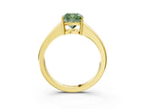 Yellow gold Fancy Green Cushion  Solitaire Diamond Ring with Tapered Band and Four-Prong Setting_52