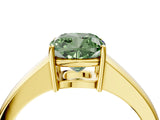 Yellow gold Fancy Green Cushion  Solitaire Diamond Ring with Tapered Band and Four-Prong Setting_53
