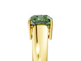 Yellow gold Fancy Green Cushion  Solitaire Diamond Ring with Tapered Band and Four-Prong Setting_54