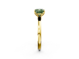 Yellow gold Fancy Green Cushion  Solitaire Diamond Ring with Thin Band and Four-Prong Setting_5