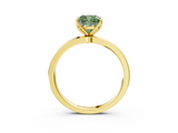 Yellow gold Fancy Green Cushion  Solitaire Diamond Ring with Thin Band and Four-Prong Setting_6