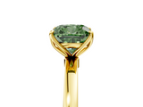 Yellow gold Fancy Green Cushion  Solitaire Diamond Ring with Thin Band and Four-Prong Setting_8