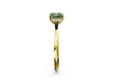 Yellow gold Fancy Green Cushion  Solitaire Diamond Ring with a Classic Band and Four-Prong Setting 2