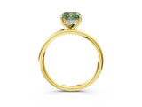 Yellow gold Fancy Green Cushion  Solitaire Diamond Ring with a Classic Band and Four-Prong Setting 3