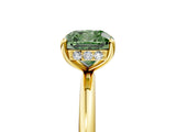 Yellow gold Fancy Green Cushion  Solitaire Diamond Ring with a Classic Band and Four-Prong Setting 5