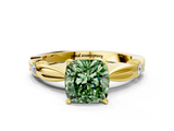 Yellow gold Fancy Green Cushion  Solitaire Diamond Twisted Band with Four-Prong Setting_45