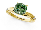 Yellow gold Fancy Green Cushion  Solitaire Diamond Twisted Band with Four-Prong Setting_48