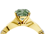 Yellow gold Fancy Green Cushion  Solitaire Diamond Twisted Band with Four-Prong Setting_50
