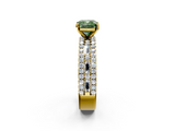 Yellow gold Fancy Green Cushion  Solitaire Diamond with Pave and Channel Set Band_44