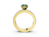 Yellow gold Fancy Green Cushion  Solitaire Diamond with Pave and Channel Set Band_45