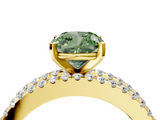 Yellow gold Fancy Green Cushion  Solitaire Diamond with Pave and Channel Set Band_46