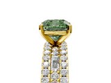 Yellow gold Fancy Green Cushion  Solitaire Diamond with Pave and Channel Set Band_47