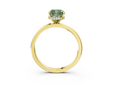 Yellow gold Fancy Green Cushion  Solitaire Engagement Ring with Cathedral Band and Four-Prong Setting_24
