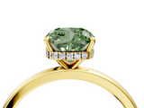 Yellow gold Fancy Green Cushion  Solitaire Engagement Ring with Cathedral Band and Four-Prong Setting_25