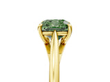 Yellow gold Fancy Green Cushion  Solitaire Engagement Ring with Four-Prong Setting and Classic Band 1