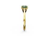 Yellow gold Fancy Green Cushion  Solitaire Engagement Ring with Four-Prong Setting and Classic Band 4