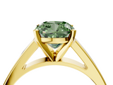 Yellow gold Fancy Green Cushion  Solitaire Engagement Ring with Four-Prong Setting and Tapered Band_7
