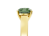 Yellow gold Fancy Green Cushion  Solitaire Engagement Ring with Four-Prong Setting and Tapered Band_8