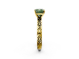 Yellow gold Fancy Green Cushion  Solitaire Engagement Ring with Scrollwork Band and Four-Prong Setting_132