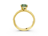 Yellow gold Fancy Green Cushion  Solitaire Engagement Ring with Scrollwork Band and Four-Prong Setting_133
