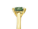 Yellow gold Fancy Green Cushion  Solitaire Engagement Ring with Six-Prong Setting and Classic Band