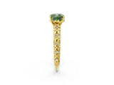 Yellow gold Fancy Green Cushion  Solitaire Floral Milgrain Engagement Ring_33