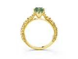 Yellow gold Fancy Green Cushion  Solitaire Floral Milgrain Engagement Ring_34