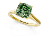 Yellow gold Fancy Green Cushion  Solitaire Heart Prong Engagement Ring with Tapered Band_56
