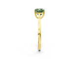 Yellow gold Fancy Green Cushion  Solitaire Heart Prong Engagement Ring with Tapered Band_57