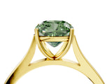 Yellow gold Fancy Green Cushion  Solitaire Heart Prong Engagement Ring with Tapered Band_59